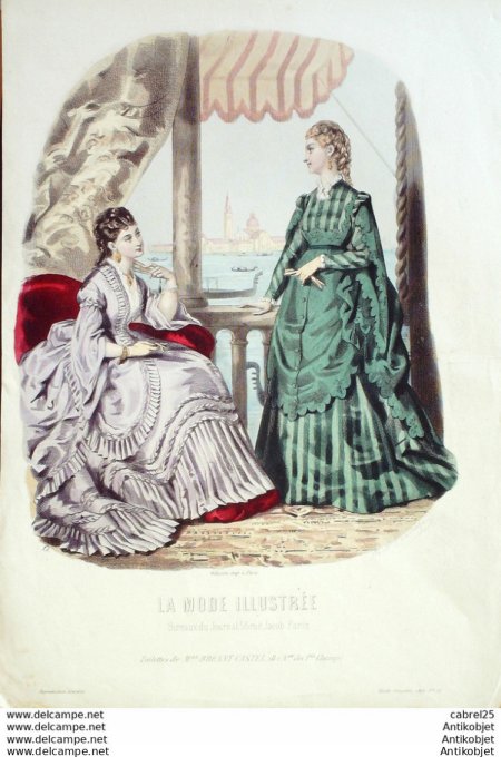 Gravure de mode La Mode illustrée 1872 n°51 (Maison Bréant-Castel)