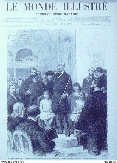 Le Monde illustré 1880 n°1205 Panama, Rio-Chagres Italie Mont-Cassin Honorius Fidji Cannibales Meke-