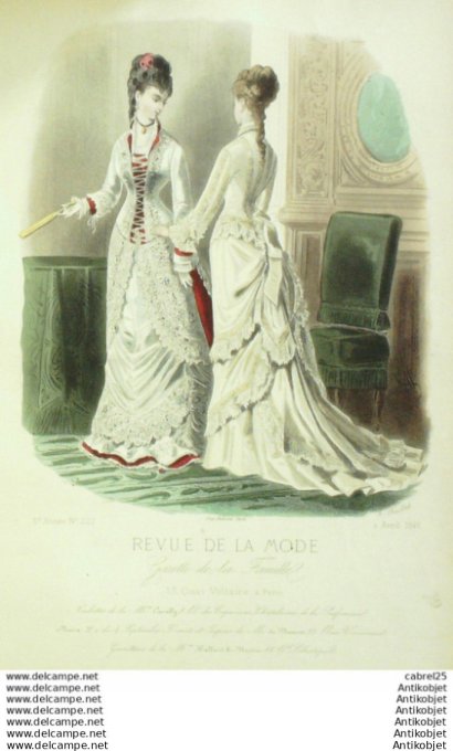 Gravure Mode La Gazette 1876 # 222 (Old Fashion plate)