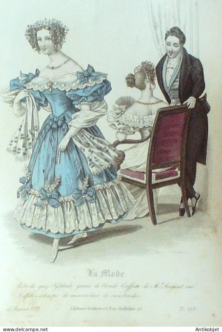 Gravure La mode 1832 # 278 (aquarelle old Fashion plate)