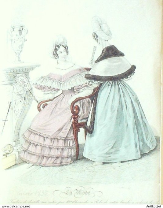Gravure La mode 1835 # 422 (aquarelle old Fashion plate)