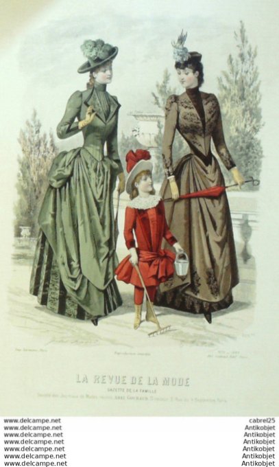 Gravure Mode La Gazette 1889 # 09 (Old Fashion plate)