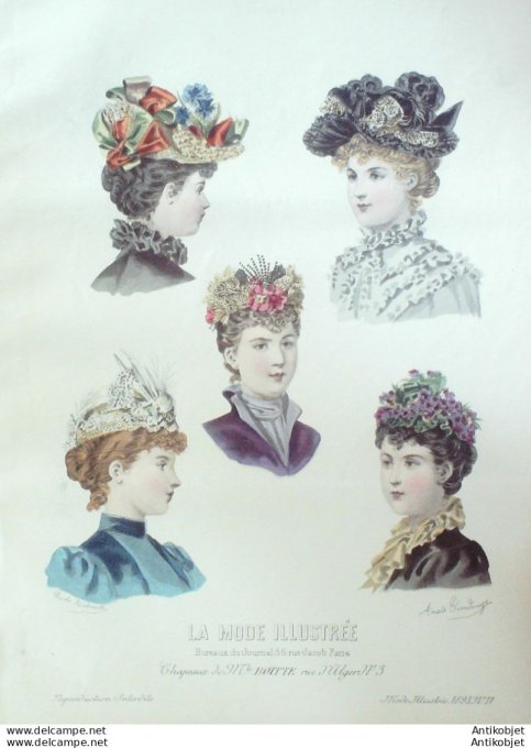 Gravure Mode illustree 1893 # 17 (Old Fashion plate) rare