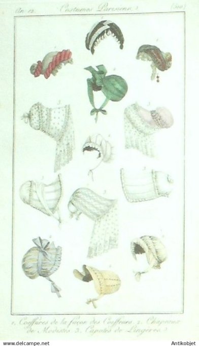 Costume Parisien 1803 an 11 # 510 (eau forte) Capotes de lingères