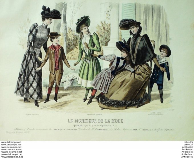 Gravure Mode Le Moniteur 1890 # 39 (Old Fashion plate)