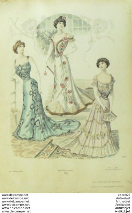 Gravure Mode Le Moniteur 1901 # 01 (Old Fashion plate)