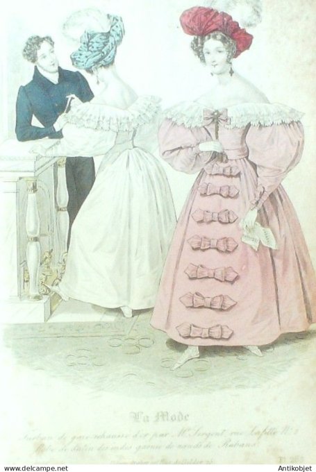 Gravure La mode 1833 # 283 (aquarelle old Fashion plate)