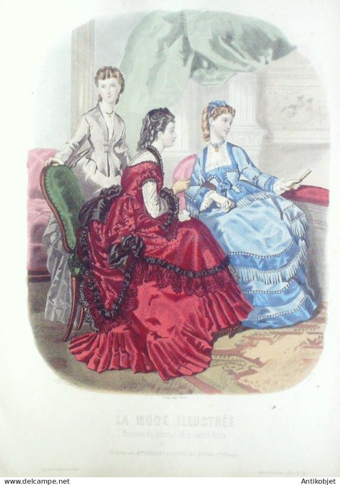 Gravure Mode illustree 1871 # 14 (Old Fashion plate)