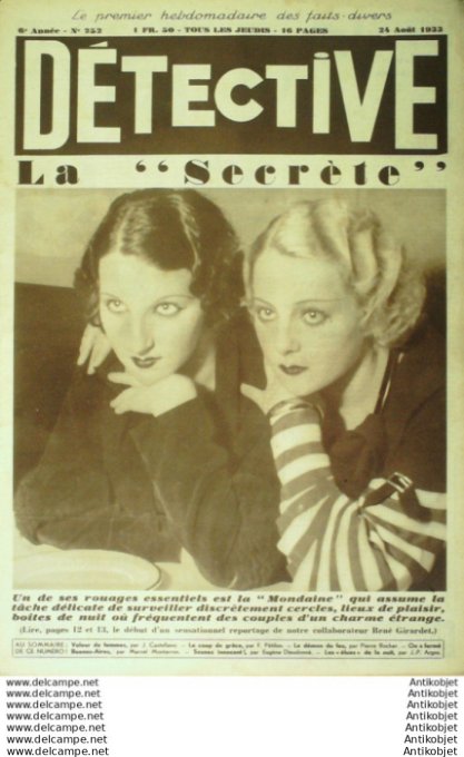 Détective 1933 # 252 Morlaix Marseille Nice Sucy-en-Brie