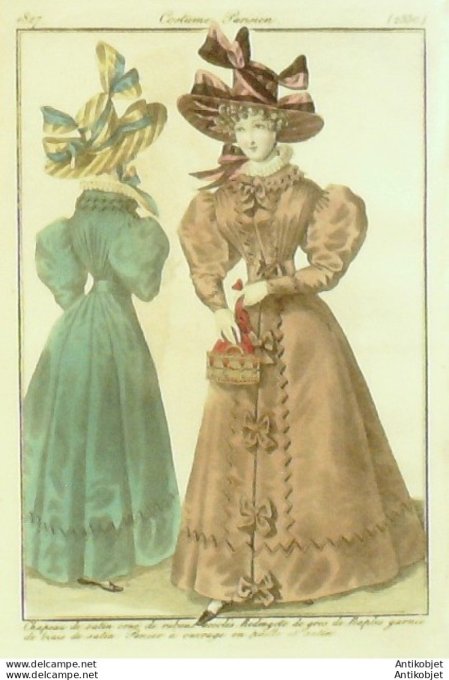 Costume Parisien 1827 # 2550 Redingote de gros de Naples
