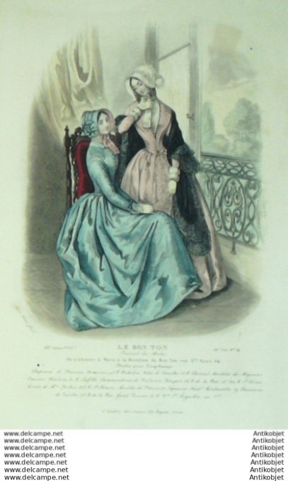 Gravure Mode Le Bon Ton 1846 13 # 34 (aquarelle old fashion plate)
