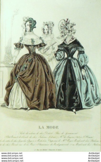 Gravure La mode 1837 # 578 (aquarelle old Fashion plate)