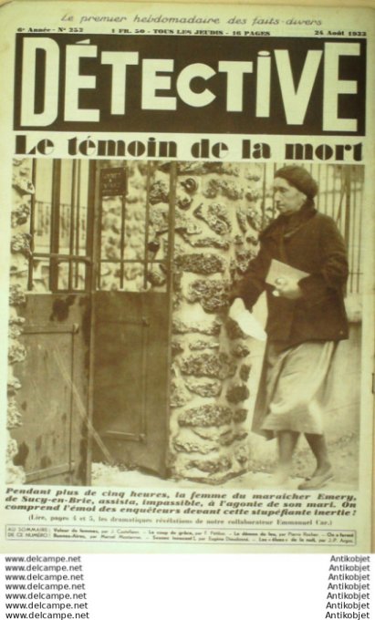 Détective 1933 # 252 Morlaix Marseille Nice Sucy-en-Brie