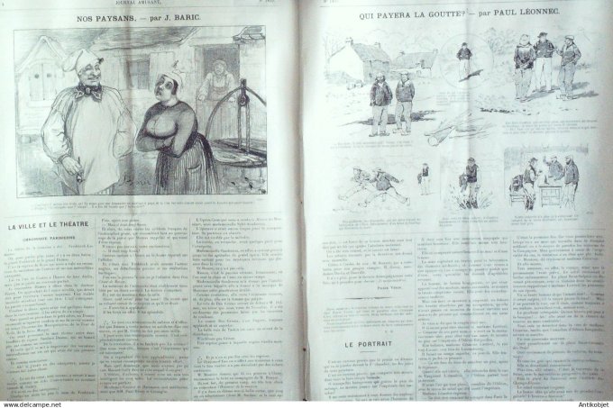 Le Journal Amusant 1891 n°1833 Les serviteurs th éâtre endroit & envers qui payera la goutte