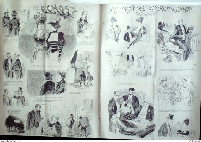 Le Journal Amusant 1891 n°1833 Les serviteurs th éâtre endroit & envers qui payera la goutte