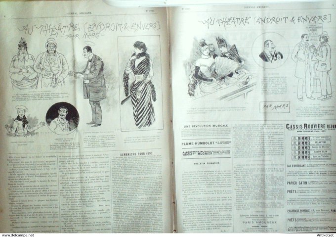 Le Journal Amusant 1891 n°1833 Les serviteurs th éâtre endroit & envers qui payera la goutte