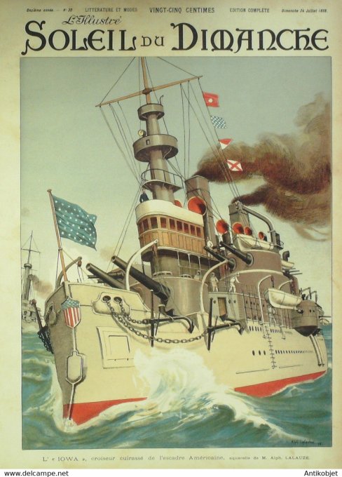 Soleil du Dimanche 1898 n°30 Iowa croiseur Peintre Gamichet Turquie Tidgis Koubba