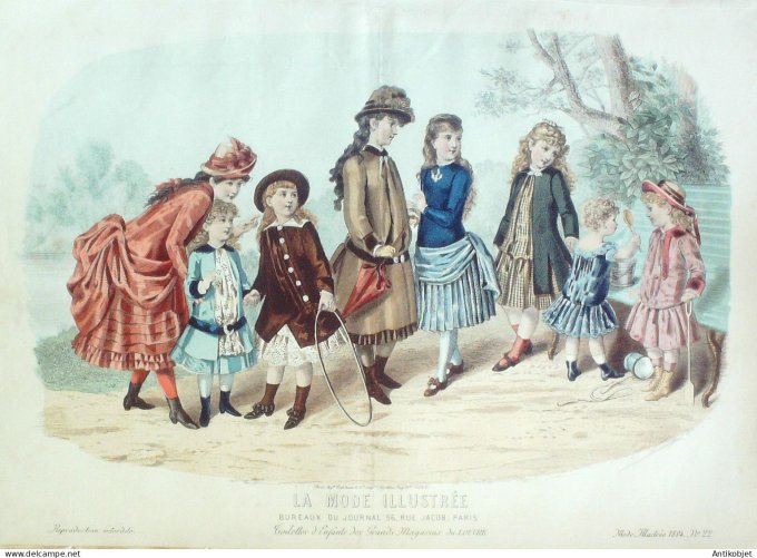 Gravure Mode illustree 1884 # 22 (Old Fashion plate)