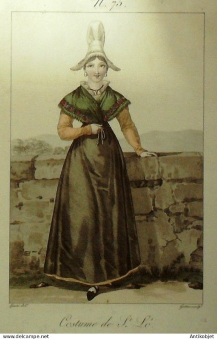 Normandie Saint-Lo (50) Villageoise signé G.J Gatine XIXème