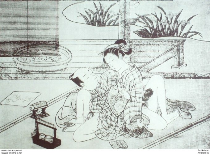 Estampe Japonaise (Suzuki Harunobu 1724-1770) papier Ingres d'Arches