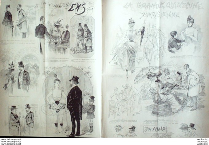Le Journal Amusant 1891 # 1814 Grande quizaine parisienne par Mars Coquin de printemps par Attinger