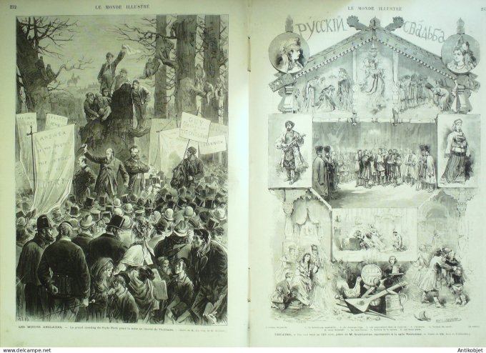 Le Monde illustré 1874 n°939 Angleterre Hyde-Park Tichborn Fontainebleau (77)