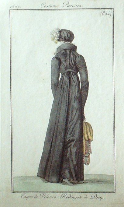 Gravure Mode Costume Parisien 1807 #  854 (eau forte old Fashion plate