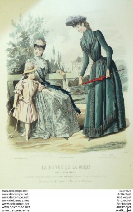 Gravure Mode La Gazette 1889 # 15 (Old Fashion plate)
