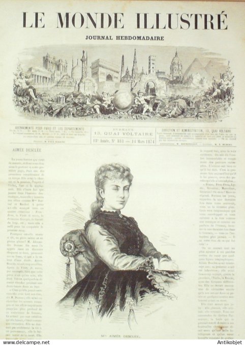 Le Monde illustré 1874 n°883 Hongrie guerre 1818 Napoléon III tombeau Marseille (13) Espagne Bilbao