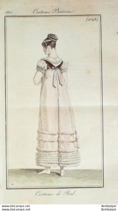 Gravure de mode Costume Parisien 1816 n°1548 Costume de bal