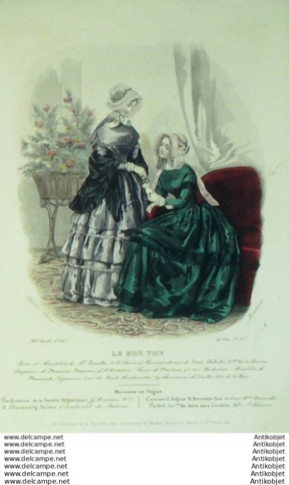 Gravure Mode Le Bon Ton 1846 13 # 33 (aquarelle old fashion plate)