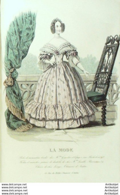 Gravure La mode 1837 # 575 (aquarelle old Fashion plate)