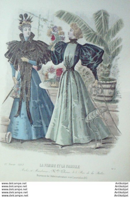 Gravure Mode La Femme & La Famille 1895 # 02 (Old Fashion plate)