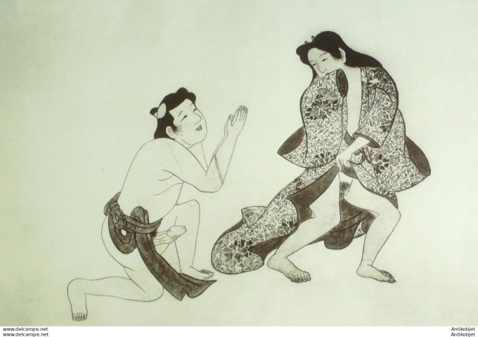 Estampe Japonaise (Ecole Hon'ami Koketsu 1556-1637) papier Ingres d'Arches