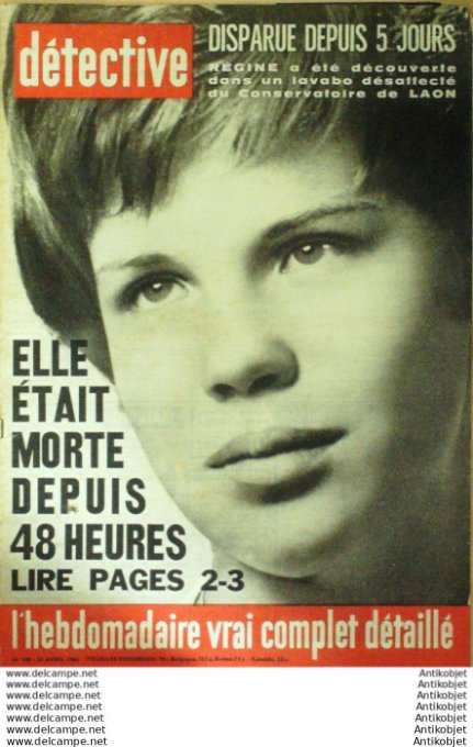 Détective 1964 # 930 Laon St-Quentin Paris 14 Lyon Le Moustoir Paris 18