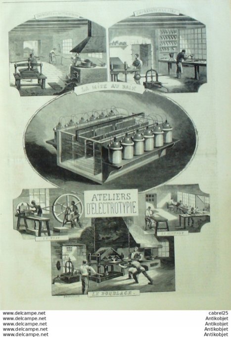 Le Monde illustré 1860 n°143 Marseille (13) Canal St Martin Ateliers Electrotype