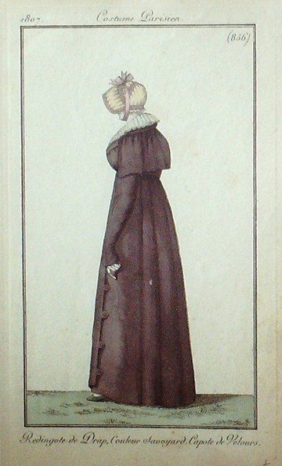 Gravure Mode Costume Parisien 1807 #  856 (eau forte old Fashion plate