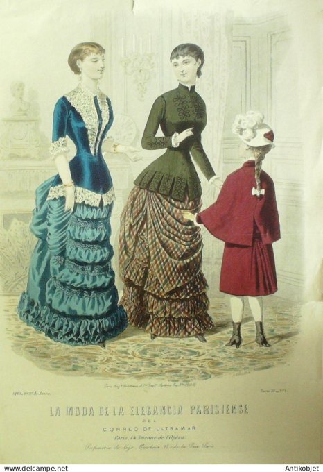 Gravure Mode Elegance Parisienne 1883 # 04 (Old Fashion plate)
