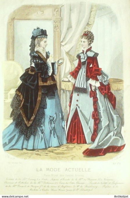 Gravure La Mode actuelle 1875 # 170 (Old Fashion plate)