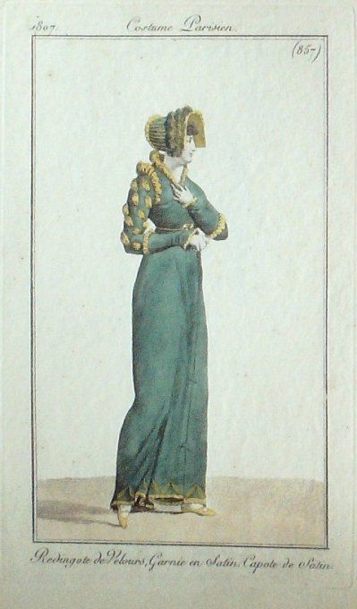 Gravure Mode Costume Parisien 1807 #  857 (eau forte old Fashion plate