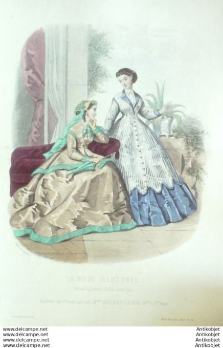 Gravure Mode illustree 1866 # 16 (Old Fashion plate)