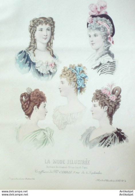 Gravure Mode illustree 1893 #  4 (Old Fashion plate) rare