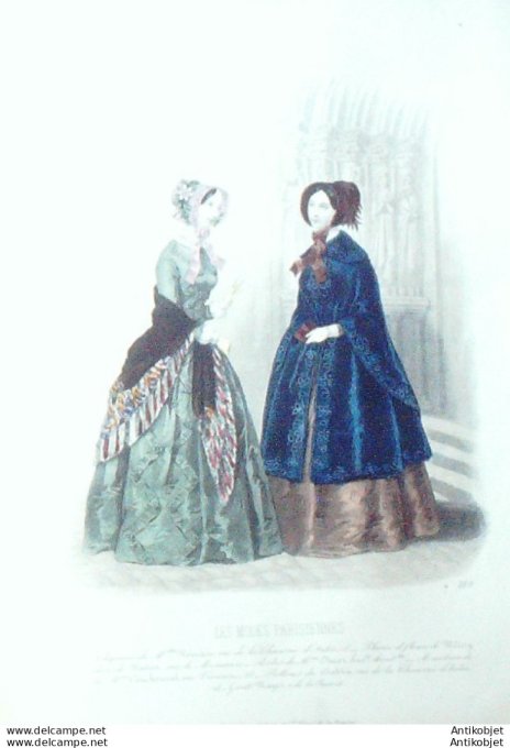 Gravure Les Modes Parisiennes 1846 # 189 Manteau Maison Fanny