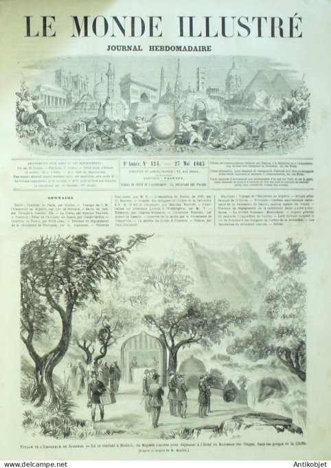 Le Monde illustré 1865 n°424 Algérie Mustapha Chiffa Italie Florence Dante Bordeaux (33) Martinique 