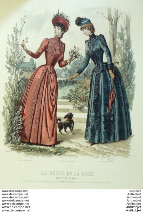 Gravure Mode La Gazette 1889 # 11 (Old Fashion plate)