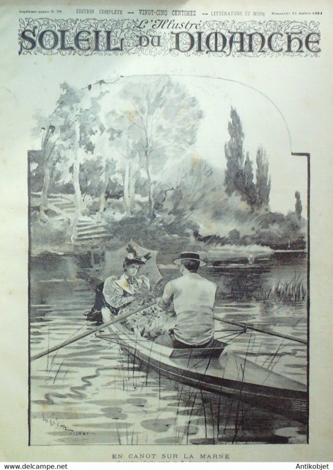 Soleil du Dimanche 1894 n°28 Canot sur la Marne Scott Georges, Neuilly (92)