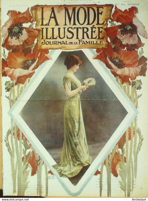 La Mode illustrée journal 1910 n° 08 Toilettes Costumes Passementerie