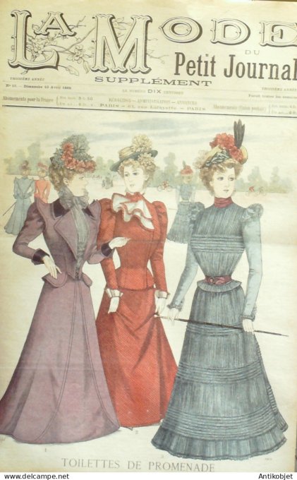 La Mode du Petit journal 1898 n° 15 Toilettes Costumes Passementerie