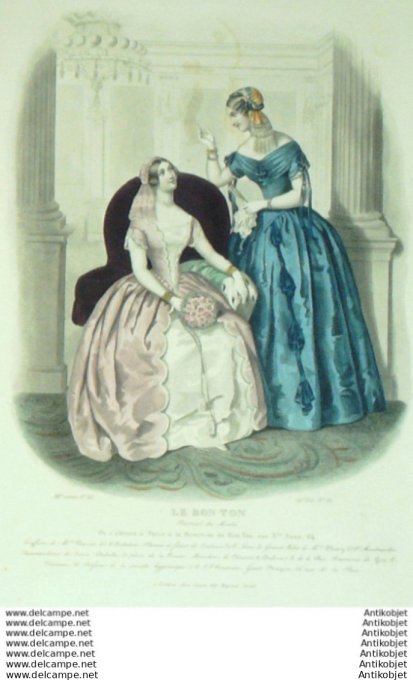 Gravure Mode Le Bon Ton 1846 13 # 32 (aquarelle old fashion plate)