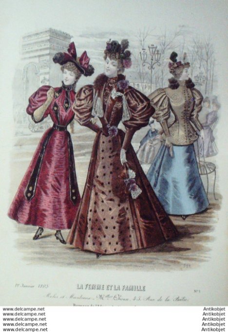 Gravure Mode La Femme & La Famille 1895 # 01 (Old Fashion plate)